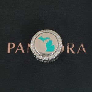 Pandora Michigan Map Lakes Exclusive Bead Charm S925 Silver with box